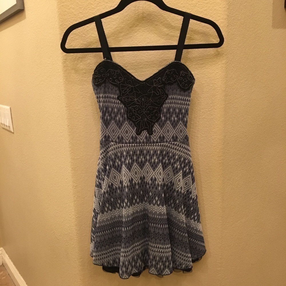 FREE PEOPLE Women Metal Lace Design Lined Dress Size S/M